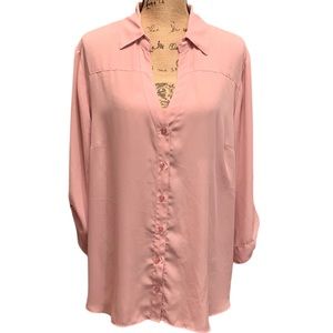 Fortune + Ivy Women’s Blush Pink Button Down Blouse